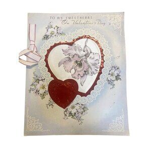 Vintage To My Sweetheart Valentines Day Card With Floral Heart Design 8 x 10 Ove